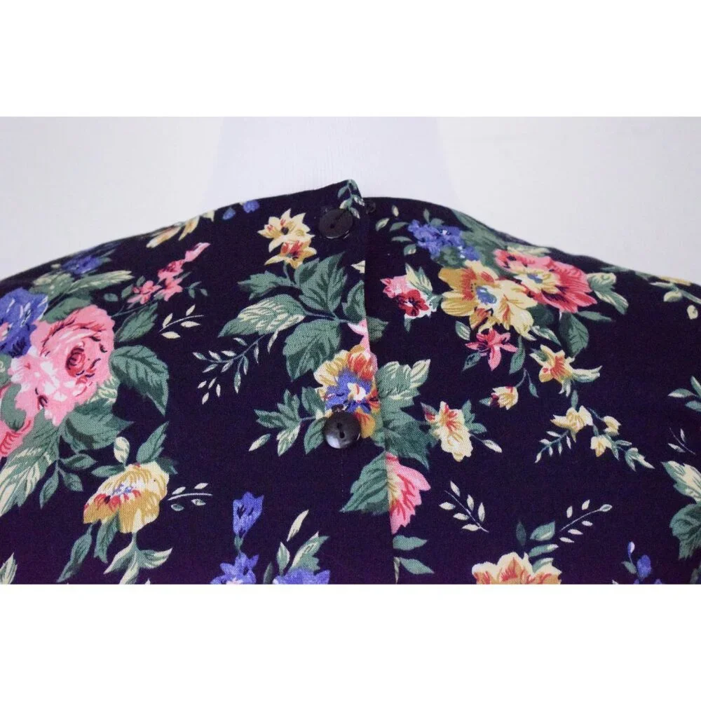 Vintage 90s Floral Rayon Dress‎ size 6